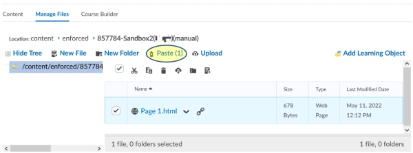 Manage Files - paste