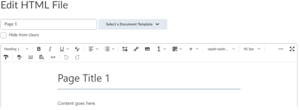 Edit HTML File window